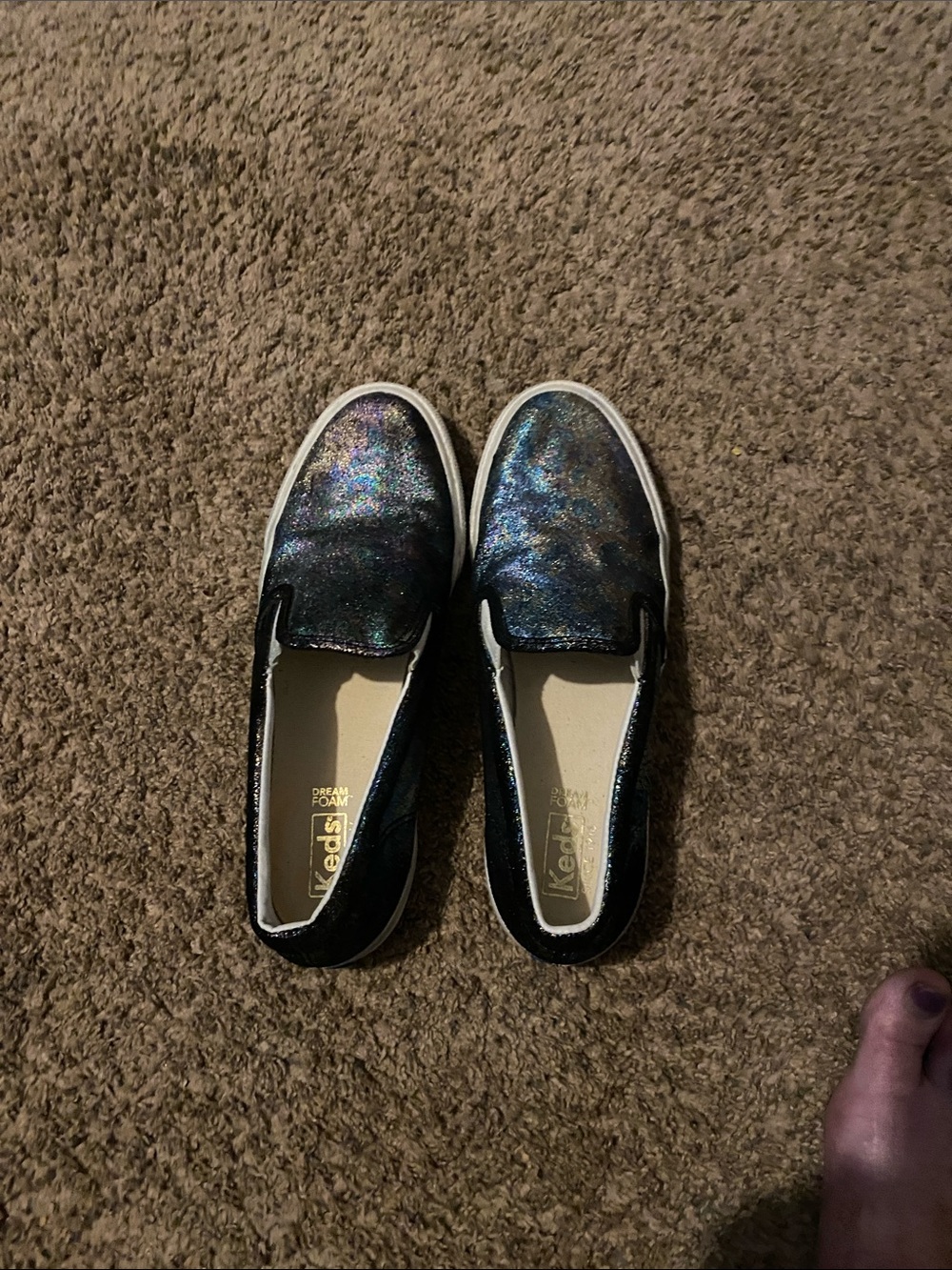 Keds Women's Black Iridescent Slip-On Flats